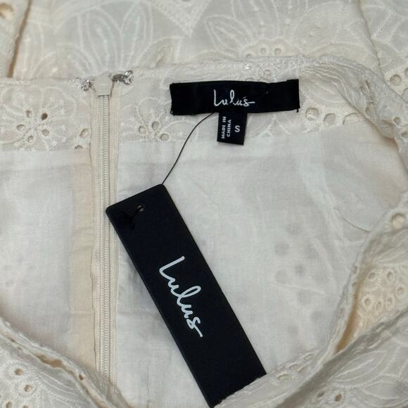 Lulus Kamilla Cream Eyelet Embroidered Mini Wrap Skirt Sz S NWT - Picture 8 of 8